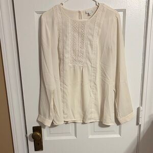 J. Jill Cream Blouse with Lace Detail